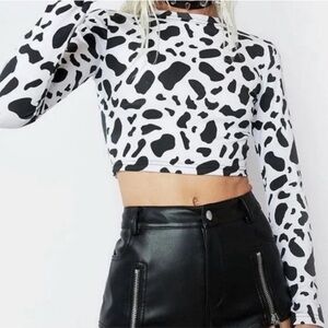 NWOT- LITA Black and White Cow Print Women's Top